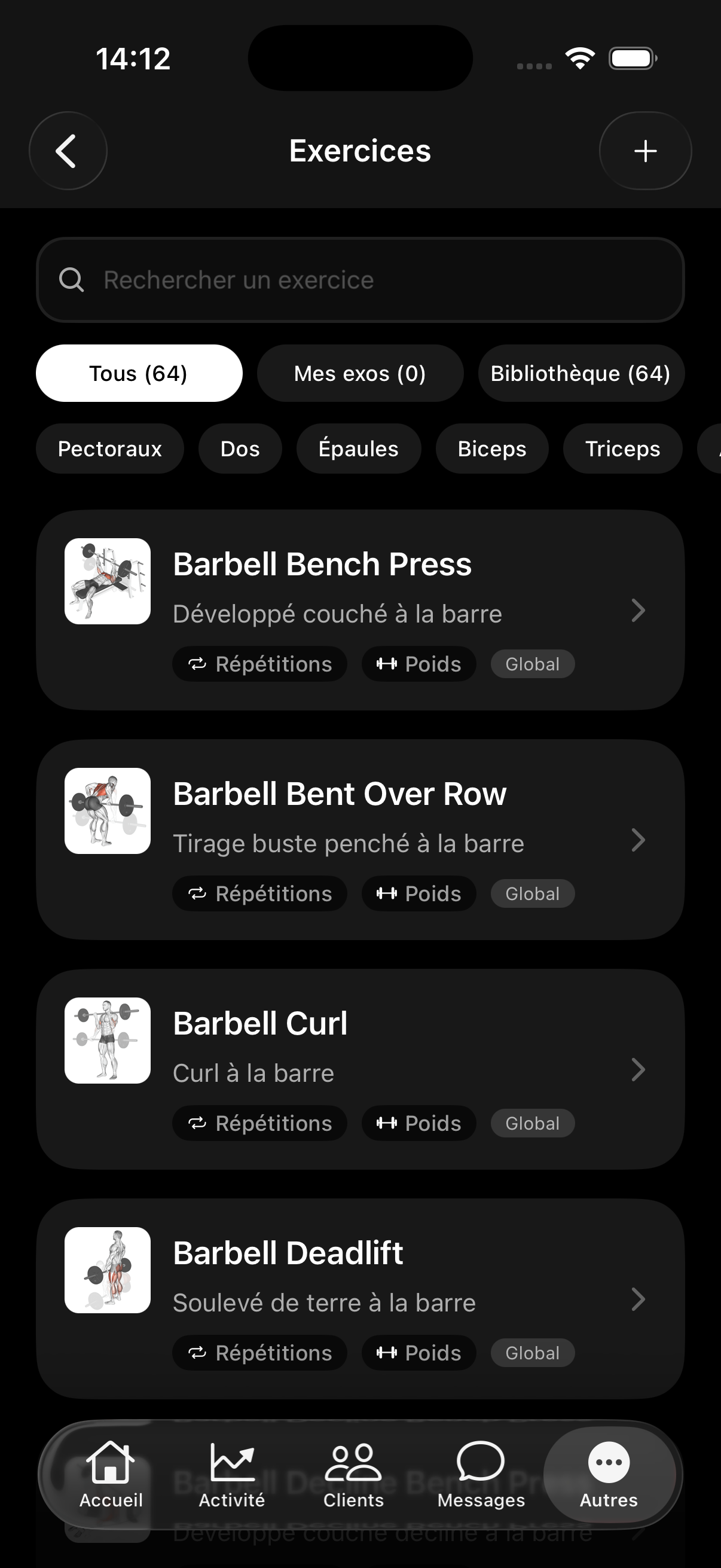 Bibliothèque d'exercices